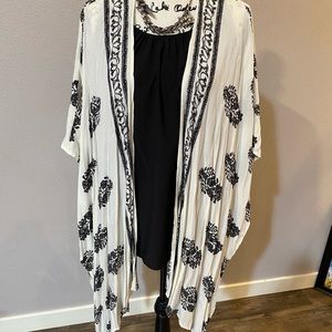 Black and white long coverup.